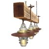Utility Pole Crossarm Beam Chandelier Insulator Metal Hood L | Chandeliers by RailroadWare Lighting Hardware & Gifts. Item composed of wood and brass in industrial or rustic style