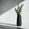 Small Pear Shaped Vase in Textured Black Concrete | Vases & Vessels by Carolyn Powers Designs. Item made of concrete & glass compatible with minimalism and contemporary style