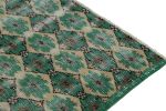 1960s Vintage Distressed Rug in Teal Green Lattice Patterns | Area Rug in Rugs by Rug and Kilim