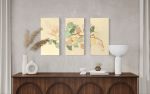Gingko Triptych in Washi | Oil And Acrylic Painting in Paintings by Jan Sullivan Fowler. Item composed of paper and synthetic