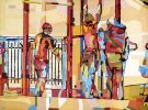 Working out at the beach | Oil And Acrylic Painting in Paintings by Noemi Safir Artist. Item made of canvas compatible with contemporary and industrial style