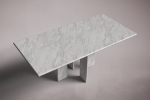 Luna Rectangular Italian Carrara Marble Dining Table | Tables by HamamDecor LLC. Item made of marble works with mediterranean & modern style