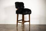 Modern Bar Stool in Exotic Wood and Sheepskin from Costantin | Chairs by Costantini Design. Item made of wood & fabric compatible with contemporary and modern style