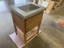 Lyndale Vanity Base and Concrete Vanity Top | Countertop in Furniture by Wood and Stone Designs. Item made of oak wood with concrete