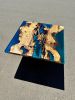 Blue Resin Coffee Table - Epoxy End Table, Coffee Table | Tables by Tinella Collection. Item composed of wood & metal compatible with minimalism and contemporary style