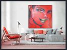 Big red girl face in urban pop art style: Dinamene | Oil And Acrylic Painting in Paintings by Monique van Steen. Item composed of canvas & synthetic compatible with contemporary and eclectic & maximalism style