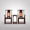 Heritage Luxury Ming Yokeback Armchair & Table Trio Art Set | Chairs by Dynasty Artisan. Item made of wood works with contemporary & eclectic & maximalism style