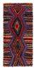 Vintage Moroccan Runner Rug with Stripes & Diamond Medallion | Area Rug in Rugs by Rug and Kilim