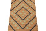 Rug & Kilim’s Tribal style Kilim in Gold with Black & Green | Area Rug in Rugs by Rug and Kilim. Item composed of wool