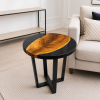 Epoxy Side Table, Round Resin Corner Table | End Table in Tables by Innovative Home Decors. Item made of wood compatible with country & farmhouse and art deco style