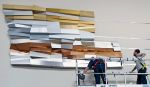 "Strata" Wall Sculpture | Wall Hangings by MORAN BROWN | Key Tower in Cleveland. Item made of aluminum