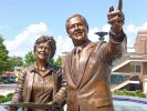 Dr.Bob Fisher and wife President  of Belmont University, | Public Sculptures by Jeff Hall Studio | Belmont University in Nashville. Item composed of bronze