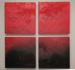 "Burning Design"- Bold Red and Black square abstract | Oil And Acrylic Painting in Paintings by Nichole McDaniel. Item made of wood & synthetic