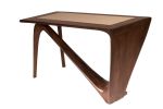 Amorph Astra Desk, Graphite Walnut with Top leather | Tables by Amorph. Item made of walnut
