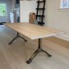 Oatmeal White Oak Wishbone Table | Dining Table in Tables by YJ Interiors. Item made of oak wood with brass works with mid century modern & contemporary style