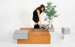 Tunc Wood and Mirror Cubic Coffee Table | Tables by LAGU. Item made of walnut with glass works with mediterranean & modern style