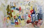 Sunny City | Oil And Acrylic Painting in Paintings by Marie Manon Art. Item made of canvas