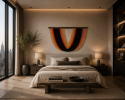 Maree Orange-Modern wall art | Tapestry in Wall Hangings by Olivia Fiber Art. Item made of wood with wool works with minimalism & mid century modern style