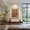 Yunjin Silk Brocade Mahavairocana Buddha Thangka Wall Art | Embroidery in Wall Hangings by Dynasty Artisan. Item made of wood with fabric works with contemporary & eclectic & maximalism style