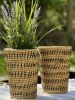 Amara Handmade 11" Round Rattan Striped Basket | Planter in Vases & Vessels by Amara