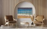 Hand Dyed Textile Art WAVES Wall Hanging, Fiber Art Tapestry | Wall Hangings by Wallflowers Hanging Art. Item composed of wood & wool compatible with boho and country & farmhouse style