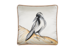 Raven Hand Painted Silk Pillow | Cushion in Pillows by ALPAQ STUDIO. Item made of fabric works with minimalism & contemporary style