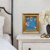 Blue Petals Abstract Oil Painting in Vintage Frame | Oil And Acrylic Painting in Paintings by Suzanne Nicoll Studio. Item works with contemporary & eclectic & maximalism style