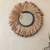 Raffia Mirror, Single Round Raffia Mirror, Boho Mirror, Wall | Decorative Objects by Magdyss Boutique. Item composed of bamboo & cotton compatible with boho and contemporary style