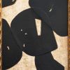 Contemporary Black and White Collage in Vintage Gold Frame | Paintings by Suzanne Nicoll Studio. Item composed of wood and paper in minimalism or mid century modern style