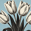 White tulips and coffee pot | Prints in Paintings by Paul Manwaring Fine Art Prints. Item composed of paper in contemporary or modern style