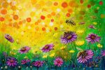 Honeybee’s Paradise Original Oil Painting | Oil And Acrylic Painting in Paintings by DaggArt. Item made of canvas compatible with contemporary style