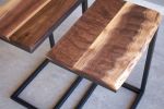 Live-edge walnut C-table | End Table in Tables by Hazel Oak Farms. Item made of walnut with steel works with minimalism & mid century modern style