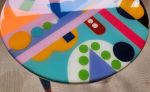 Round Colorful Eclectic Resin Side Coffee Table | Tables by Epoxy Coffee Table Shop. Item composed of wood in boho or contemporary style