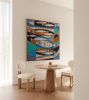Fish Mid century modern painting geometric wall art | Oil And Acrylic Painting in Paintings by Berezart. Item composed of canvas compatible with boho and mid century modern style