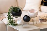 Globe Table & Floor Planter | Vases & Vessels by Kitbox Design. Item composed of brass and ceramic in minimalism or contemporary style
