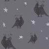 Love Me | Black On Thunder Grey | Silver Stars | Wallpaper in Wall Treatments by Weirdoh Birds. Item composed of synthetic