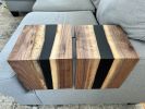 Live Edge Walnut Epoxy Black River Armrest Table | End Table in Tables by Hazel Oak Farms