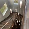 Rainfall Foyer Chandelier with 25 Frosted White Glass | Pendants by Galilee Lighting. Item made of metal with glass works with minimalism & modern style