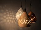 Naaya Cepa Coral 20” Handmade Ceramic Gobo Pendant Light | Pendants by Naaya Studio. Item made of brass & stoneware compatible with minimalism and contemporary style