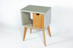 Half 'n Half Blossom | Nightstand in Storage by Curly Woods. Item made of oak wood with concrete works with mid century modern style