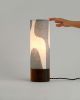 Modern Retro Table Lamp | Lamps by La Loupe. Item made of walnut with linen works with mid century modern & japandi style