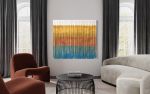 MOROCCO Mustard Ochre Teal Textile Wall Hanging | Macrame Wall Hanging in Wall Hangings by Wallflowers Hanging Art. Item made of oak wood with wool works with boho & eclectic & maximalism style