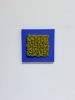 Mixed Media Weaving | Cobalt and Chartreause | Tapestry in Wall Hangings by Sarah Lawrence. Item composed of canvas and fiber in minimalism or mid century modern style