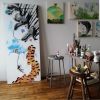 Painting "Vertical Communities" | Oil And Acrylic Painting in Paintings by Sandra Mack-Valencia. Item made of wood with synthetic