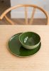 Handmade Porcelain Dinner Plates With Gold Rim. Green | Dinnerware by Creating Comfort Lab. Item made of ceramic