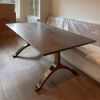 Charcoal Walnut Bronze Wishbone Table | Dining Table in Tables by YJ Interiors. Item composed of walnut and brass in mid century modern or contemporary style