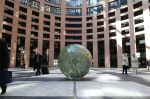 United Earth Glass Sculpture | Public Sculptures by ARCHIGLASS by Urbanowicz | Parlement européen in Strasbourg. Item composed of steel and glass in minimalism or contemporary style