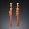 Vintage Imperial Cinnabar Ink Micro Sculpture I: 1988 Sword | Sculptures by Dynasty Artisan. Item in minimalism or japandi style