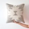 Cairo Handwoven Wool Pillow Cover – Grey & Cream Geometric | Cushion in Pillows by Mumo Toronto. Item made of fabric