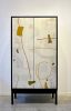 Aly Armoire – Hand-Painted Mixed Media Doors | Cabinet in Storage by Morgan Clayhall Inc. Item made of walnut with steel works with mid century modern & contemporary style